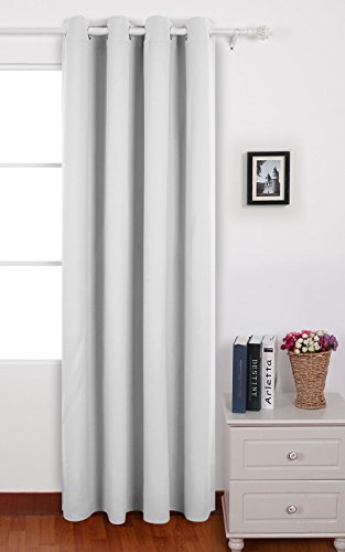 Deconovo Verdunkelungsgardine mit Ösen Gardinen Wohnzimmer Vorhang Blickdicht 260x140 cm Grau Weiß