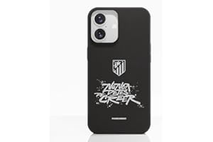 PHONECASES3D - Funda Móvil Compatible con Apple iPhone 16 Oficial de Atlético de Madrid Compostable A Base de Plantas Black
