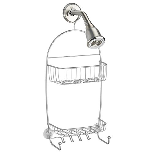 mDesign Duschablage Edelstahl – Duschregal ohne Bohren montieren – Duschkorb zum Hängen – Silberfarbene und rostfreie Oberfläche – Für Duschzubehör jeder Art - 3
