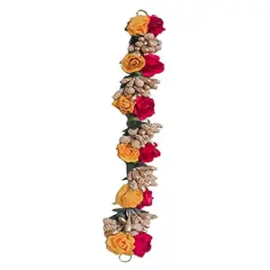 GadinFashion? Stylish Hair Bun Gajra Flower Artificial Juda Accessories for Women in Yellow & Red Color Pack of 1