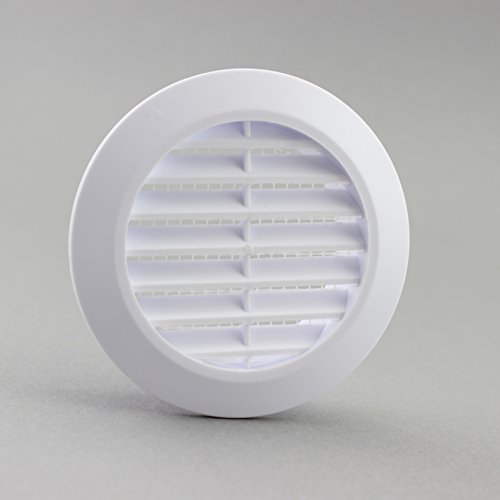 Lüftungsgitter Abschlussgitter rund Ø 90 mm weiß mit Insektennetz Gitter ABS Kunststoff witterungsbeständig Insektenschutz - 7