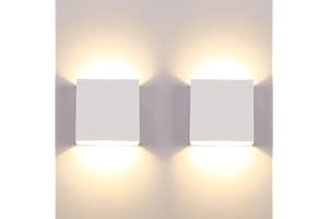 CHEVVY 2 Piezas Aplique LED de Pared Interior 7W Impermeable Blanco Lampara Moderna Cálido 3000K Lampara Pequeña Cuadrada para Dormitorio Pasillo