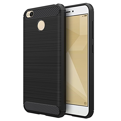 Simpeak Funda Xiaomi Redmi 4X  Negro Silicona Fundas Redmi 4X Carcasa Xiaomi Redmi 4X Fibra De Carbono Funda Case 5 0 Pulgadas 
