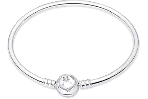 HappyStar Pulsera Serpiente Plata de Ley 925 Pulsera mujer,pulseras Bead Charm para mujer, pulsera de plata de ley con cierre Regalos para mujeres.