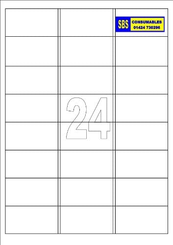 25 Sheets A4 Printer Labels For Inkjet Or Laser Printers. 24 Per Sheet. Label size 63.5mm X 38.1mm White Self- Adhesive Address Shipping Labels Printer (25 Sheets LL24)