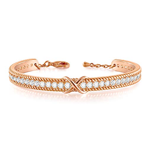 Angelady Brazalete Ajustable para Mujer Pulsera Infinita de Oro Rosa Cumpleaños Aniversario Regalos para Novia (Oro Rosa)