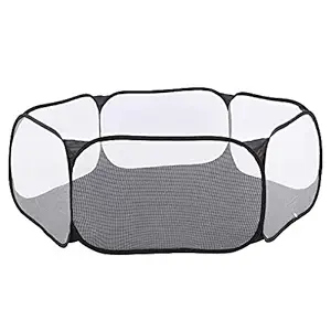 Pet Cage Tent, Pet Toy Tent Foldable Small Transparent Non?Woven Fabric for Pet for Rest for Playing for Puppy Cat Rabbit(Black)