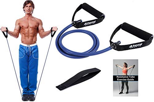 Atemi Sports Banda de Resistencia con Empuñaduras y Amarre a Puertas | Banda Elástica Fitness para Entrenamientos de Fuerza y Fisioterapia | Guía de Ejercicios Gratuita (#3 Azul (Pesada))