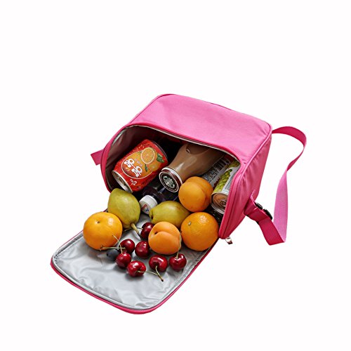 Yvonnelee 6L Kühltasche Thermotasche Isoliertasche Mittagessen Tasche für Arbeit Schule Picknick Radfahren Einkaufen Unterwegs Lebensmitteltransport für Damen Herren und Kinder Isoliert Klein – Pink - 5