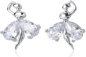 IMINI Orecchini a Perno In Argento Sterling Con Cristalli Per Ballerina Per Donne Bambine Senza Nichel Con Zirconia Cubica Piccoli Danzanti Cartilagine Trago Fortunato Grazioso Carino Idea Regalo Per Figlia