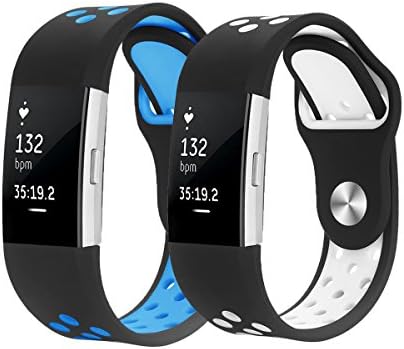 JUNYI F Fitbit Charge 2 Strap Bands ,Soft Silicone Adjustable Sport Watch Strap Accessory Band for Fitbit Charge 2 Replacement Fitness Smart Wristbands