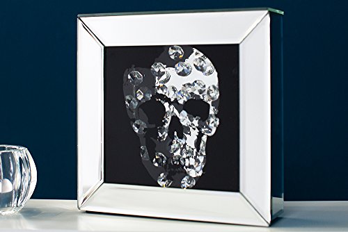 Exklusive Wandskulptur Bild MIRROR SKULL Diamond Skull 20×20 cm Wandbild Accessoire Dekoration - 2