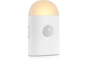 BXROIU Lampka nocna LED z czujnikiem ruchu, ładowana bateria, możliwość ściemniania, 3 poziomy jasności, lampka nocna, czujnik światła do sypialni, szafy, korytarza, schodów (1 sztuka)