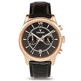 Vincero Luxus Bellwether Herren Armbanduhr - Roségold mit schwarzem Lederarmband