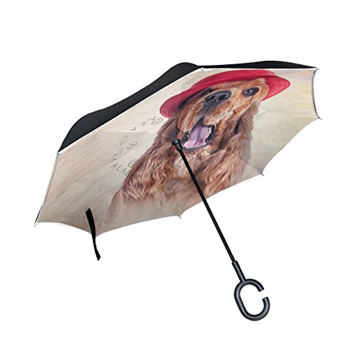 Preisvergleich Produktbild My Daily Double Layer seitenverkehrt Regenschirm Cars Rückseite Regenschirm English Cocker Spaniel Hund Winddicht UV Proof Reisen Outdoor Regenschirm