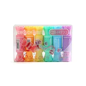 Ayat Retail | Quirky Pastel Candy Theme Double Tip Highlighters | Set Of 6 Double Sided Pens | Chisel Tip Fine Grip Marker | Ideal Gifts For Stationery Hoarders & Kids | Party Return Gifts For Girls.