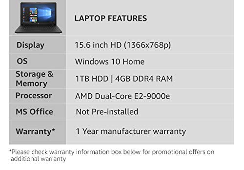 Hp 15 Amd E2 15 6 Inch Laptop 4gb 1tb Hdd Windows 10 Home Jet Black 1 77kgs 15q Bw548au Priceincompare Com