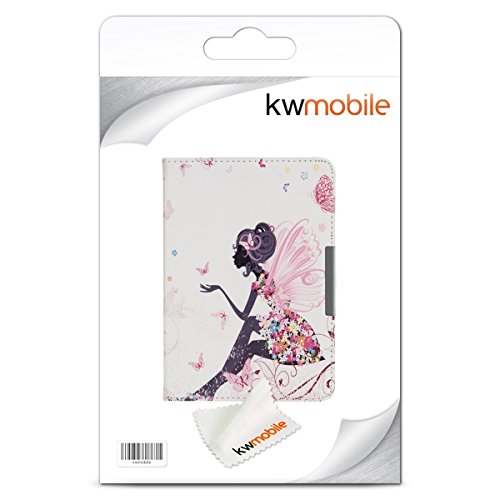 kwmobile Hülle für Tolino Shine / Page – Flipcover Case eReader Schutzhülle – Bookstyle Klapphülle Fee Mädchen Design Mehrfarbig Pink Weiß - 7
