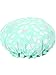 Moolecole Women Cute Love Heart Printed Waterproof Shower Cap Double Layer Bathing Cap Elastic Band Spa Shower Hat Green