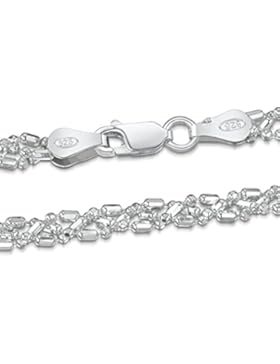 Amberta 925 Sterlingsilber Damen-Halskette - Diamantierte Kugelkette - 3.5 mm Breite - Verschiedene Längen: 45...