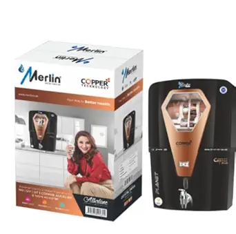 Merlin Planet Copper RO + UV + UF + Alkaline + Taste Adjuster Water Purifier, 12L