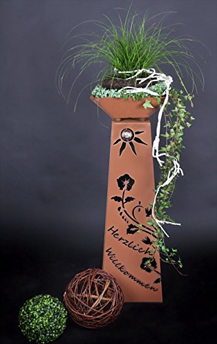 Rost Säule + Schale RS102+S11 Säulen konisch Herzlich Willkommen „kostenloser Versand“ Gartensäulen Säulen Deko Blumen - 3