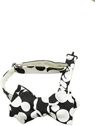 Bow Tie in Cotton Black and White Pattern for Men and Boy, One Size Adjustable with Hook