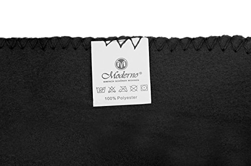 Moderno® Fleecedecke Fleece Decke Wohn- und Kuscheldecke | Größe (BxL) 170x130cm | 200gsm Qualität |mit Antipilling Effekt (Fusselfrei) pflegeleicht und Öko Tex Standard 100 Zertifikat | Schwarz - 2