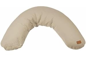 BÉABA, Big Flopsy, Coussin d'allaitement/Grossesse, Oreiller de Grossesse/Maternité, Convient pour Dormir/Allaiter, Soutien, Détente et Confort Optimal, Fleur de Coton, Lin