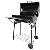 Azuma Black Steel Barrel BBQ Barbeque Charcoal Grill Cooking Garden Patio Wheels (Misc.)