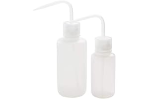 LABBOX KENZIUM – Pack 4 x Frasco Lavador de Seguridad | Volúmenes: 2 x 250 ml y 2 x 500 ml | de Plástico | Cuello Estrecho | Ideal para Laboratorio y Educación