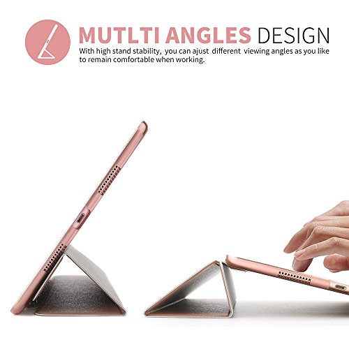 Boriyuan Ipad Pro 9.7 Hülle Smart Case Cover ultra slim Schutztasche aus PU Leder für Ipad Pro 9.7 Zoll mit Standfunktion, Auto Sleep Wake up, Displayschutzfolie und Stylus auch inklusive (Rosa Gold) - 5