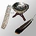 Produktbild K&K Express Goods - Big Smudge Set - White Sage - Mini Smudge x 2 & Big Abalone Shell 15–18 cm (Abalone Shell 10,2 Zoll) mit Stativ und 25,4-27,9 cm Wilde Truthahnfeder, Salvia Apiana