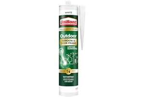 UniBond 2078170 Outdoor Window and Door Frame Sealant, White Outdoor Sealant, Durable Weatherproof Door and Window Sealant, Cartridge