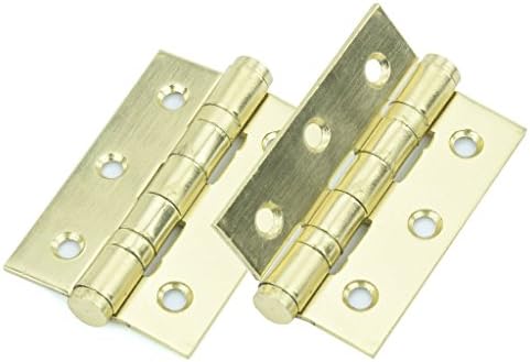 M4TEC ZD4 Electro Brass Coloured Steel Interior Butt Door Hinge - Sturdy, Durable & Easy to Install – Button Tipped with 2 Ball Race Bearings – Ideal for General Joinery & Furniture. 2pcs