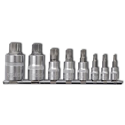 vidaXL Steckschlüssel Satz 8-tlg Innen Vielzahn 12-kant Vielzahnschlüssel Nuss Nüsse - 2