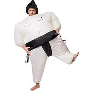 Disfraz de luchador de sumo inflable adulto | Funciona con pilas | Máxima libertad de movimiento | Incl. Gorro