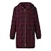 Produktbild Damen Winter Warm Outwear Plaid oben Mit Kapuze Taschen Jahrgang Übergröße Mäntel Cardigan Jacket Bluse Outwear Fleecejacke Lose Langarm Reißverschluss Winterjacke Mode Coat