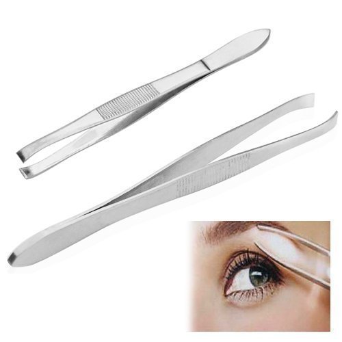 Accessotech Professional Hair Eyebrow Tweezers Removal Grooming Slanted Tip Remover Metal