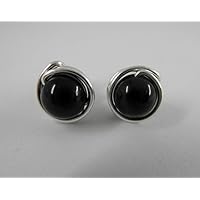 Ohrstecker aus dem Edelstein Schwarzer Turmalin - versilbert