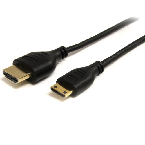 StarTech.com 3 Feet Slim High Speed HDMI Cable with Ethernet - HDMI to HDMI Mini M/M, Black