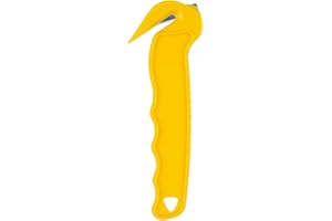 Coltello di sicurezza DONAU SAFETY con lama nascosta / 1 pezzo/giallo/taglierino/plastica leggera per destrimani e mancini/apripacchi/coltello universale
