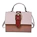 Produktbild Damen Taschen Patchwork Flap Bag Haspe Crossbody Kleines Ledertasche Freizeit Gurt Handtasche Elegante Umhängetasche aus Leder Arbeit Büro Clutch Crossbody Damentasche Damenhandtasche URSING (Rosa)