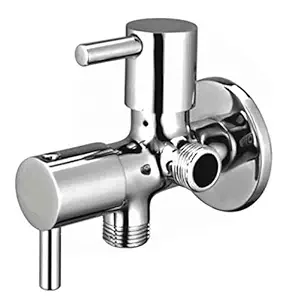 Drizzle Angle Valve Flora 2 in 1 Brass Chrome Plated/Two Way Angle Cock/Angle Tap/Angle Cock/Quarter Turn Tap