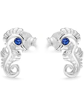 butterfly Mädchen Ohrstecker Sterlingsilber 925 blau Swarovski Elements original Seepferdchen Geschenkverpackung...