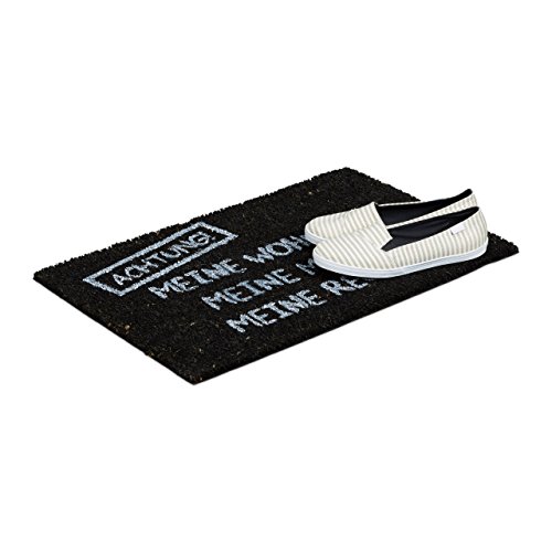 Relaxdays Fußmatte Kokos MEINE WOHNUNG 40 x 60 cm Kokosmatte mit rutschfestem PVC Boden Fußabtreter aus Kokosfaser als Schmutzfangmatte und Sauberlaufmatte Fußabstreifer für Außen und Innen, schwarz - 3