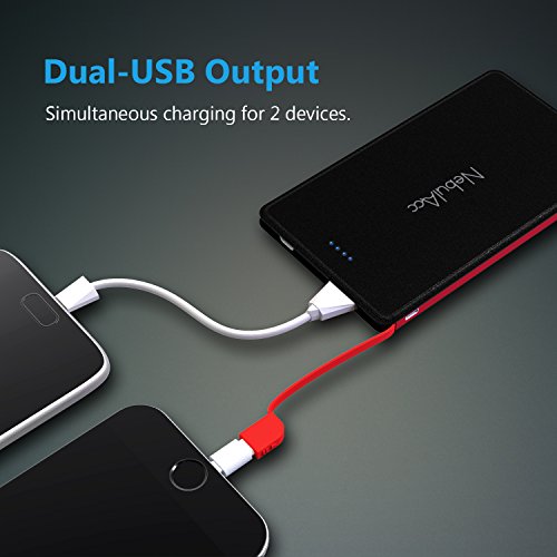NebulAcc 5000mAh Externer Akku mit integriertem Kabel Lightning & USB-C Adapter Ultra Slim Powerbank Sagitta Portable Ladegerät für iPhone Samsung Galaxy Huawei OnePlus und weitere Geräte - 6