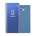 Produktbild FNBK Samsung Galaxy A5 2017 Hülle Spiegel Cover Mirror Case Flip Schutzhülle Blau Handyhülle Wallet Handy PC Luxus Bumper Backcover Stand Stoßfest Bookstyle Männer Frauen Handytasche