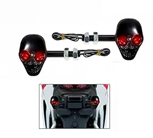 Guance Skull Shape Front, Rear LED Indicator Light (Red Set of 2) for Bajaj Discover 125