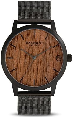 Oakmont Timepieces Mens / Womens Wooden Watch - Black Case. Gift Box &amp; 12 Month Warranty Included (Munich - Walnut)